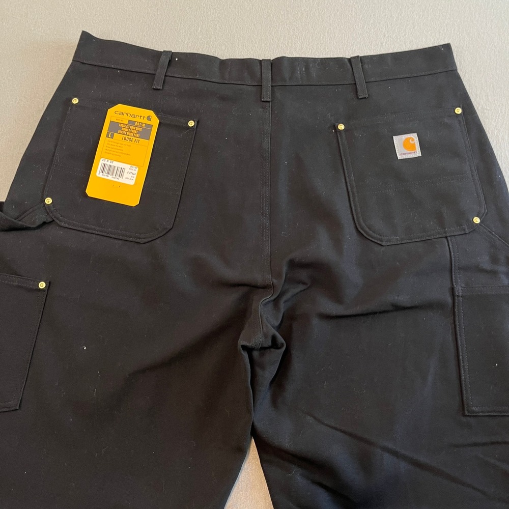 Carhartt B01 BLK Loose Fit Firm Duck Double Front Utility Work Pants Men 42x32 - Picture 9 of 9